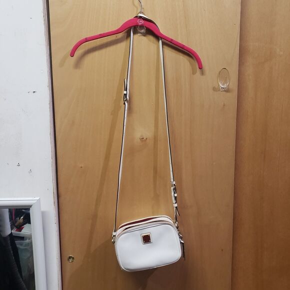 Dooney & Bourke Saffiano Sawyer Crossbody Bag White Adjustable strap-26" drop - Picture 2 of 7
